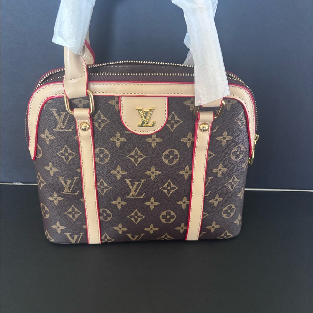 Source Unknown Brown and Cream Patterned Satchel - image 1